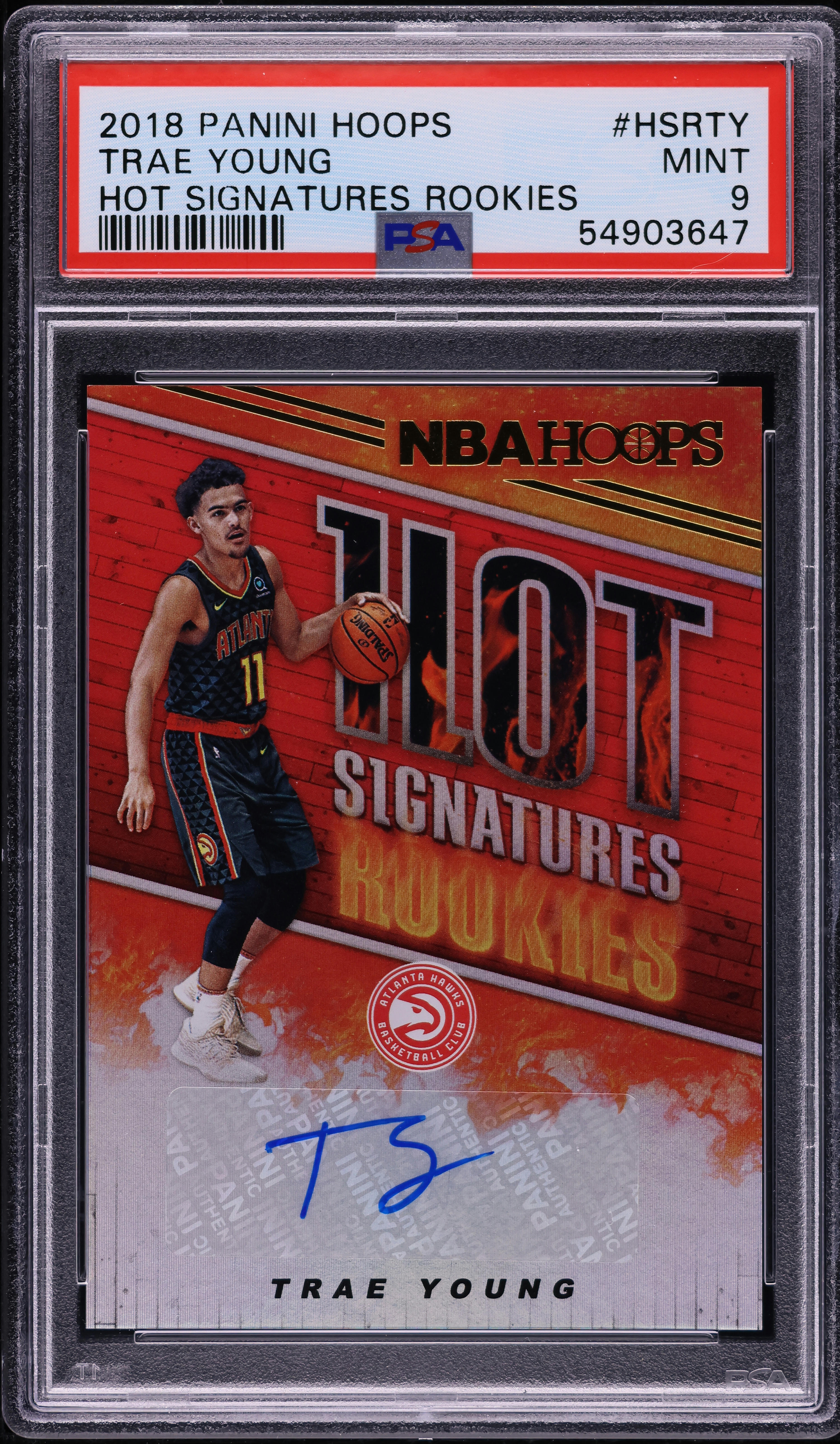 2018 Hoops Hot Trae Young ROOKIE AUTO #HSR-TY PSA 9 MINT on