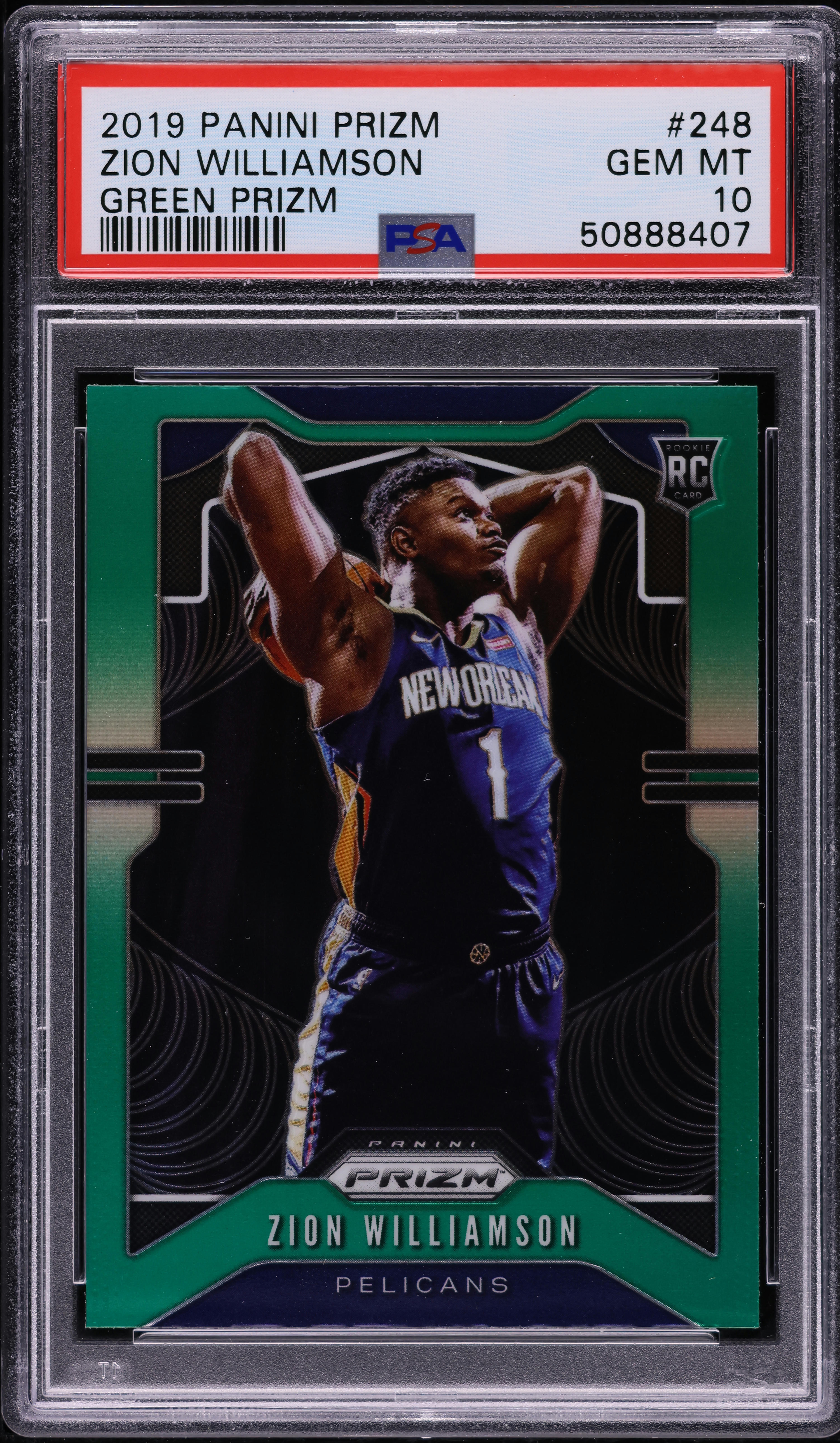 2019 Panini Prizm Green Zion Williamson ROOKIE #248 PSA 10 GEM