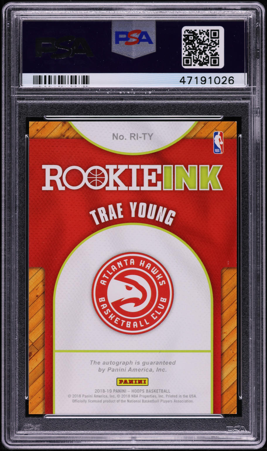 2018 Hoops Ink Trae Young ROOKIE AUTO #RI-TY PSA 9 MINT on