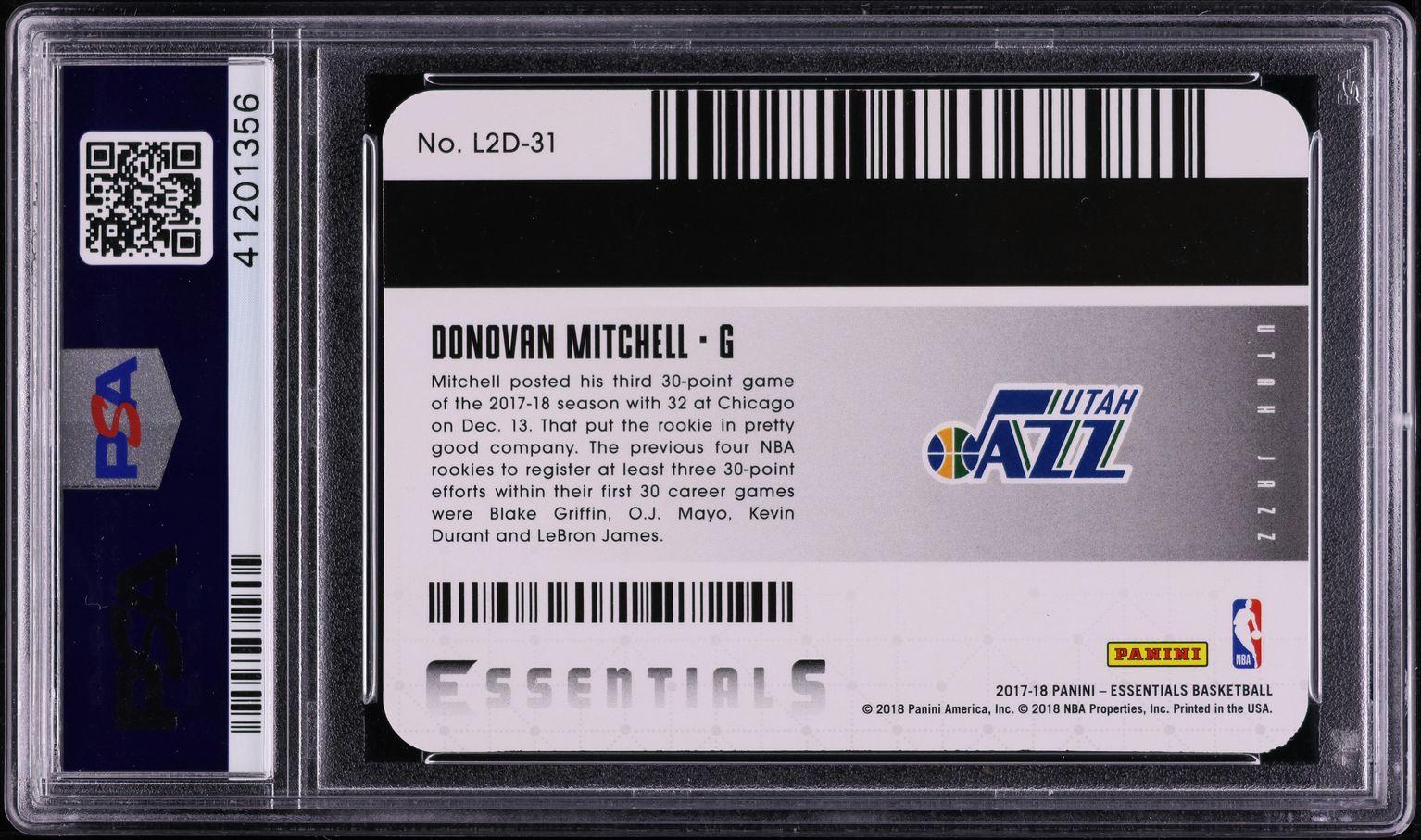2017 Panini Essentials License To Dominate Donovan Mitchell ROOKIE