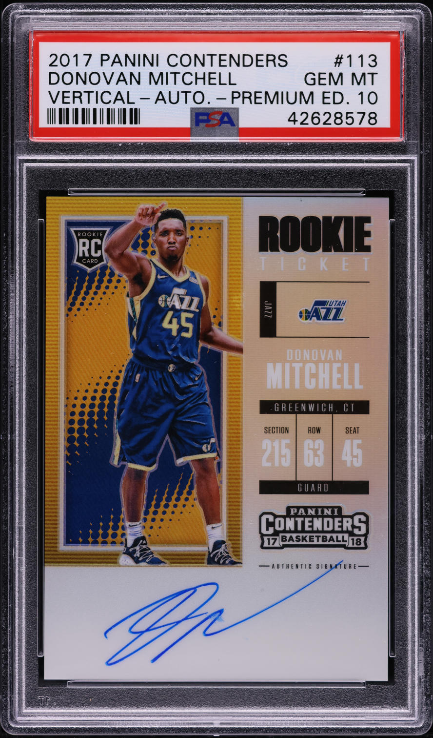 2017 Panini Contenders Premium Donovan Mitchell ROOKIE AUTO #113 PSA 10 GEM MINT