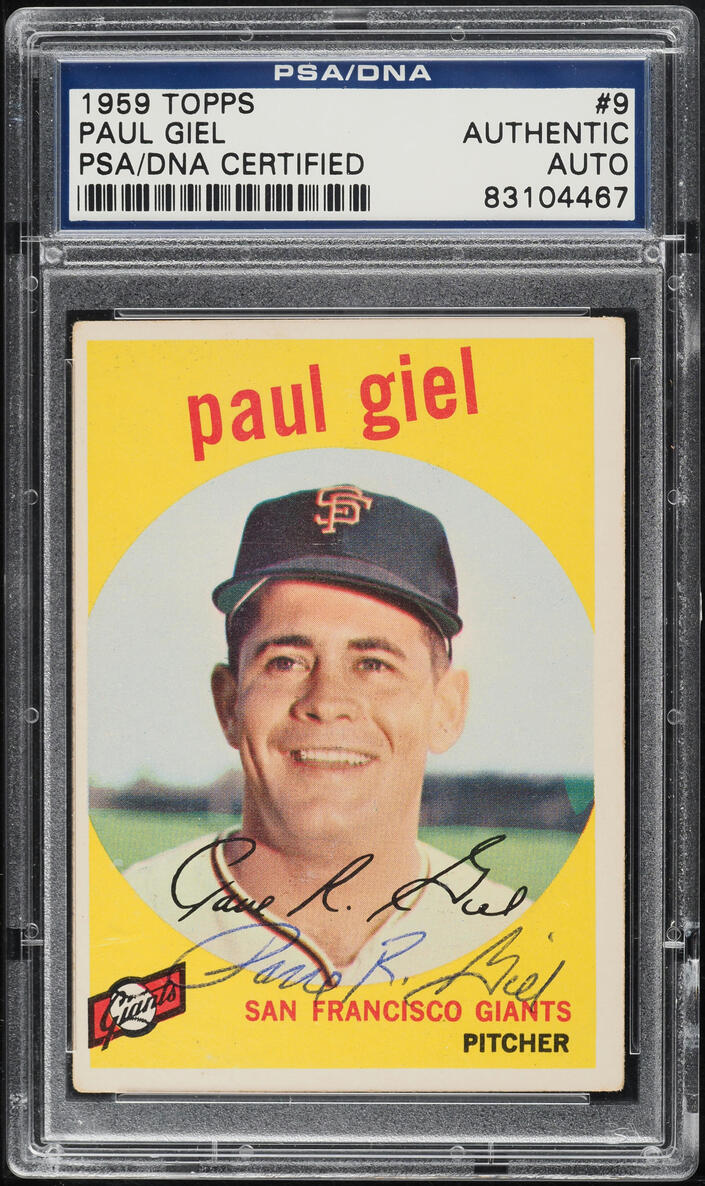 1959 Topps Paul Giel AUTO #9 PSA/DNA AUTH