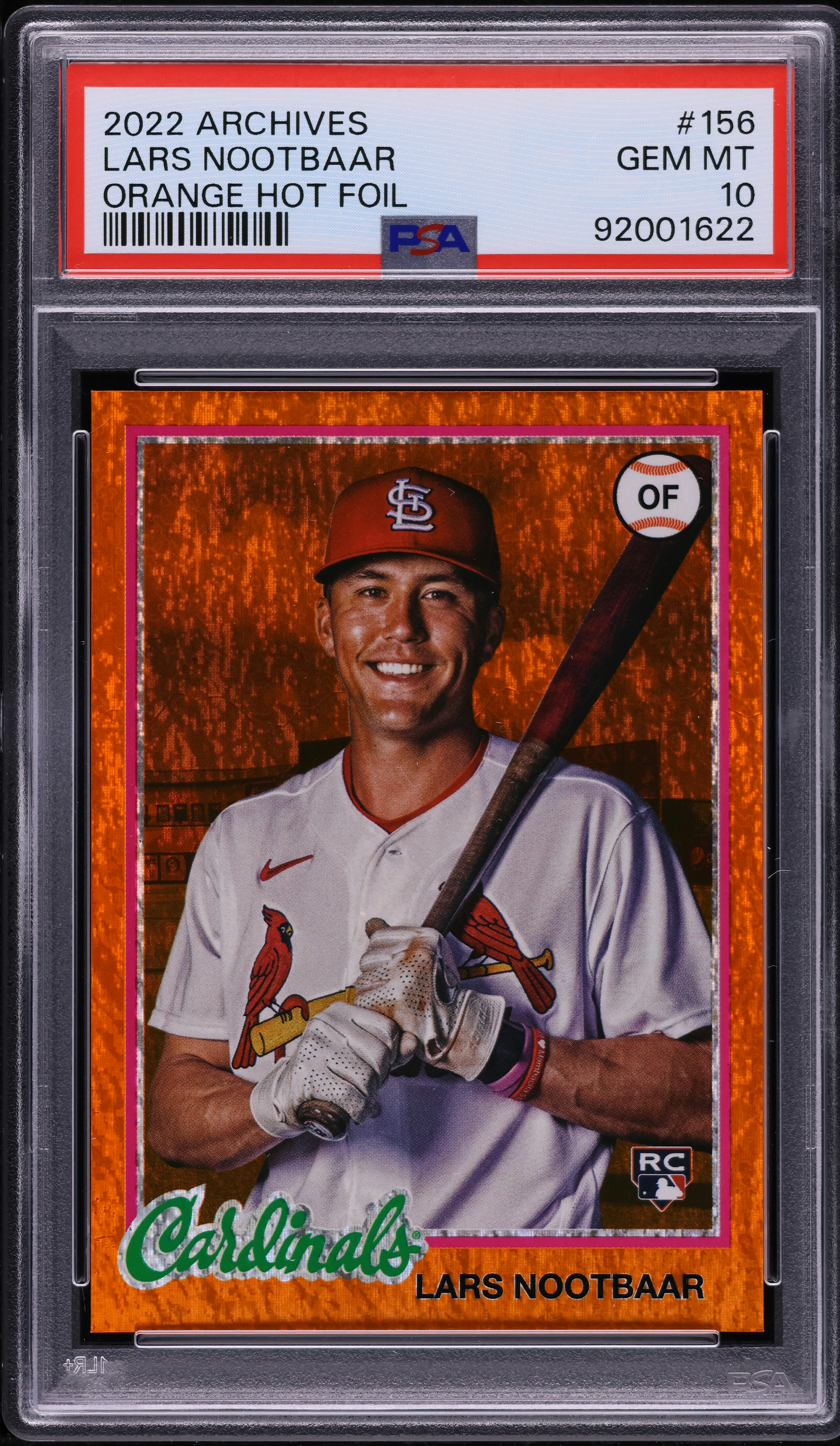 2022 Topps Archives Orange Hot Foil Lars Nootbaar ROOKIE /15 #156