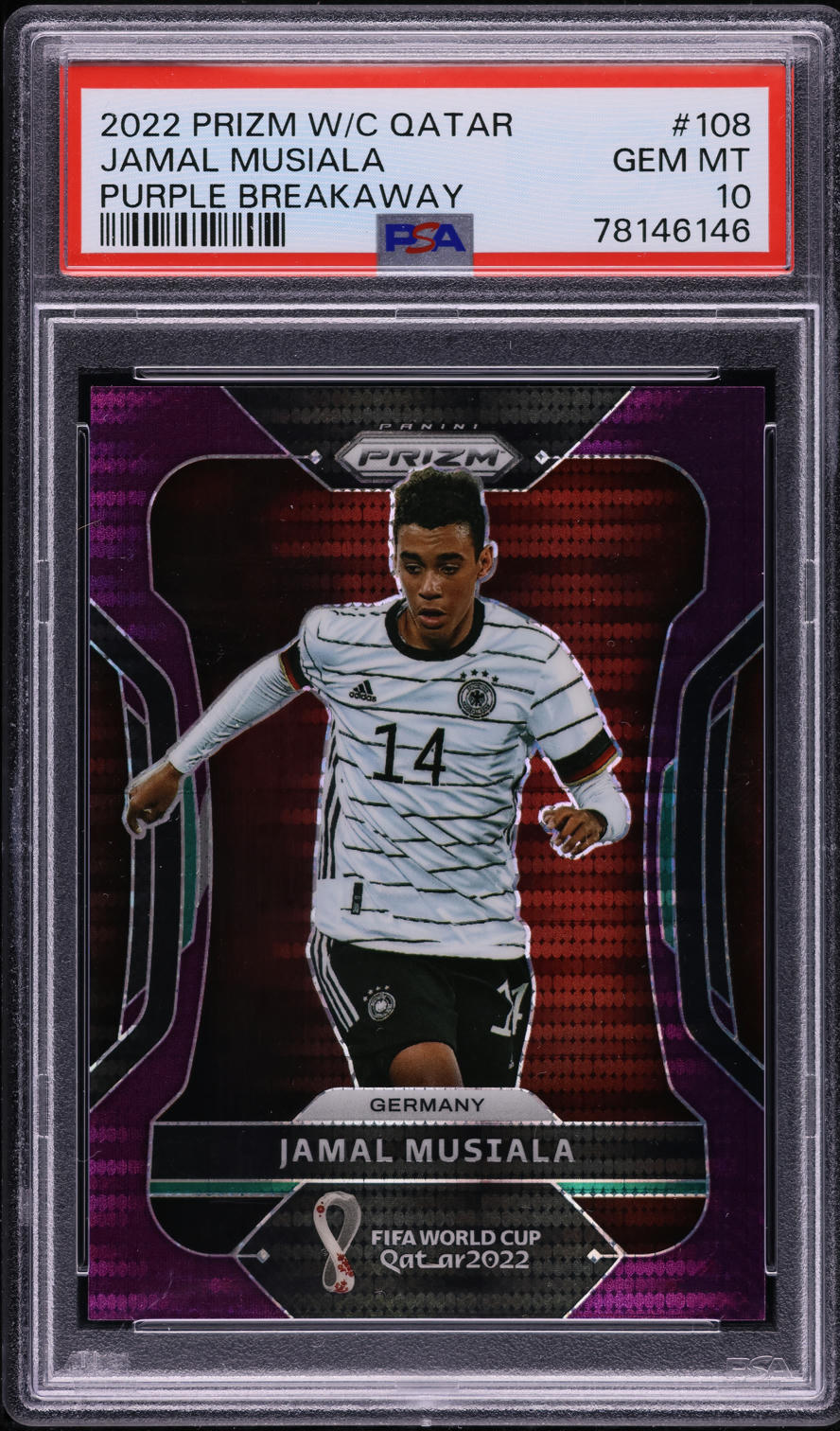 2022 Panini Prizm WC Qatar Purple Breakaway Jamal Musiala /35 #108 PSA 10 GEM