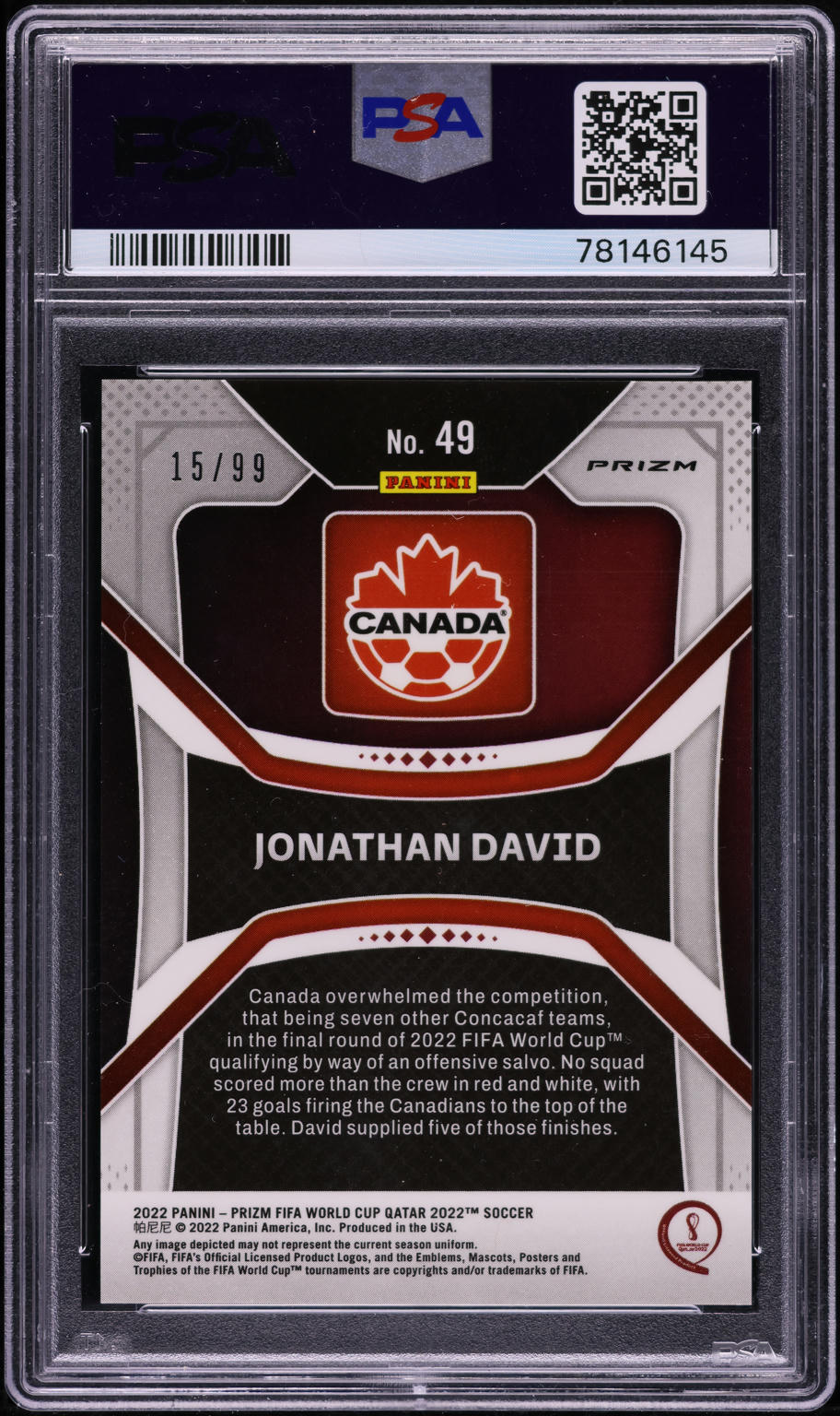 j david panini prizm Qatar RC 199シリ 2022 Panini Prizm WC Qatar Red Breakaway Jonathan David ROOKIE /99