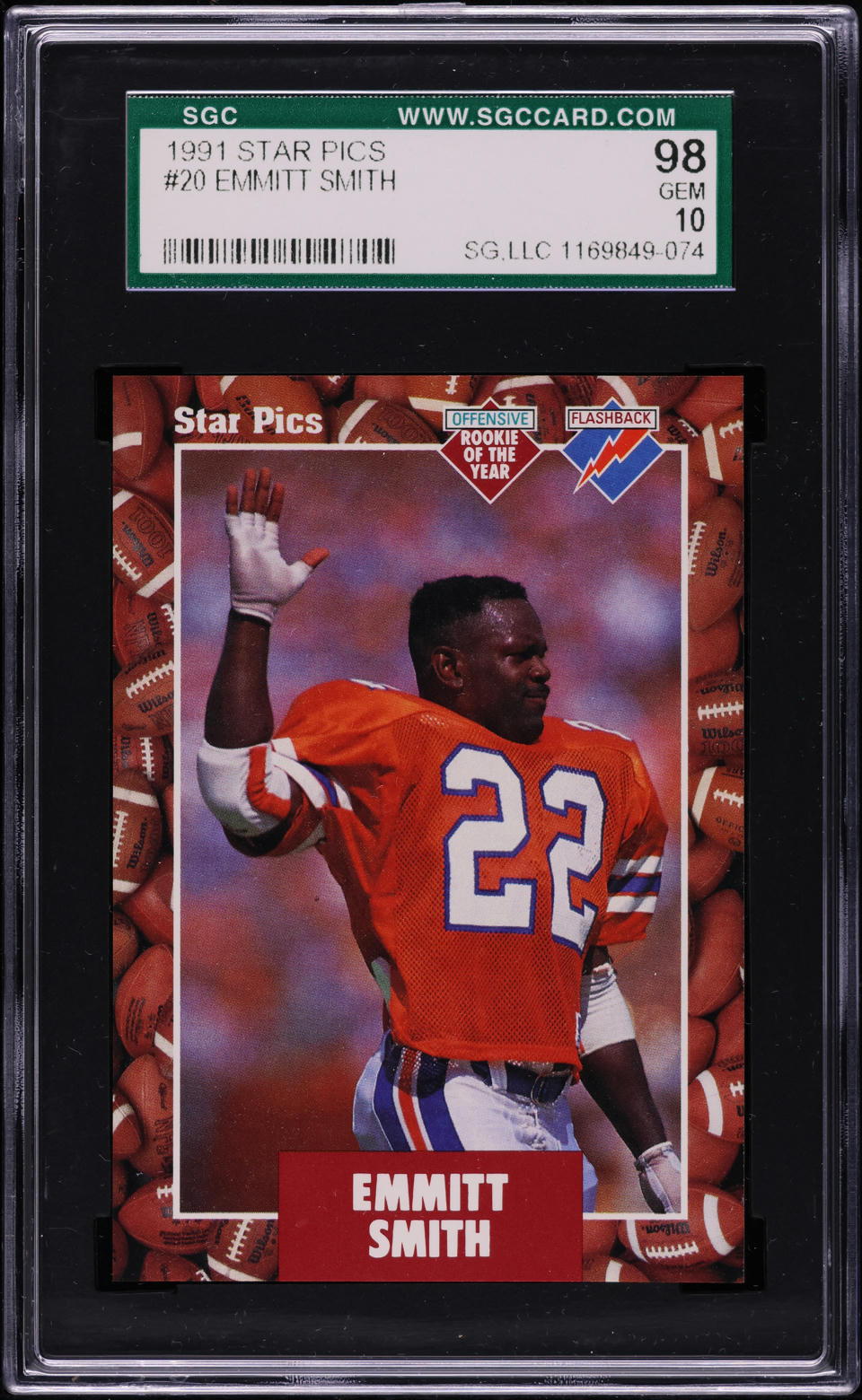 1991 Star Pics Emmitt Smith ROOKIE #20 SGC 10 GEM MINT