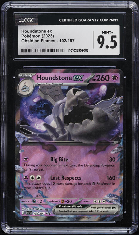 2023 Pokemon Scarlet & Violet Obsidian Flames Houndstone ex #102 CGC 9.5 MINT+