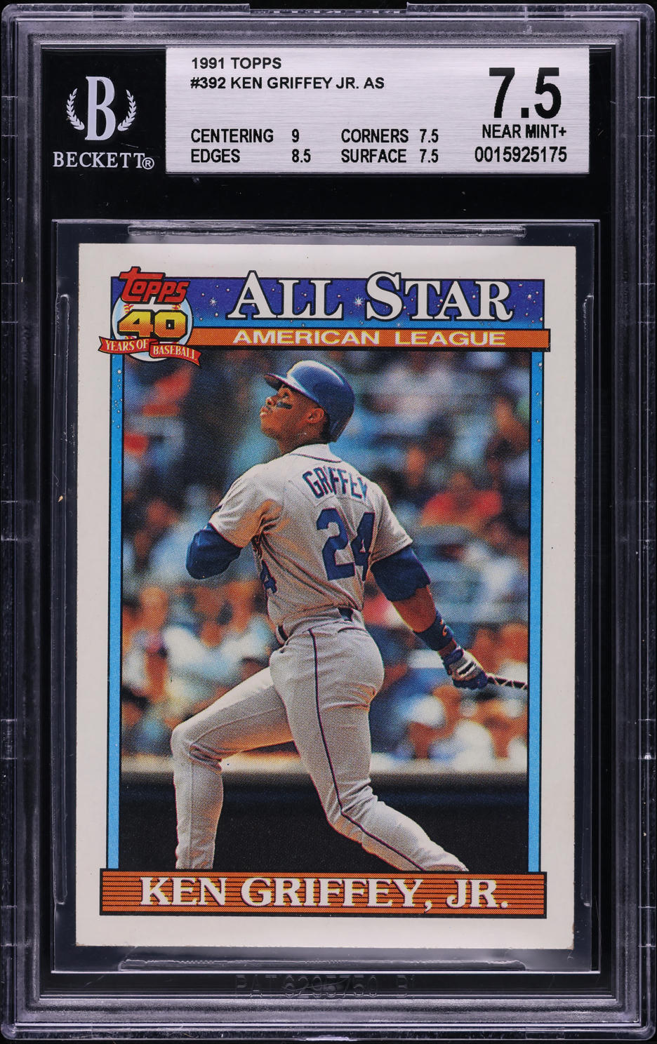 1991 Topps Ken Griffey Jr. ALL-STAR #392 BGS 7.5 NRMT+