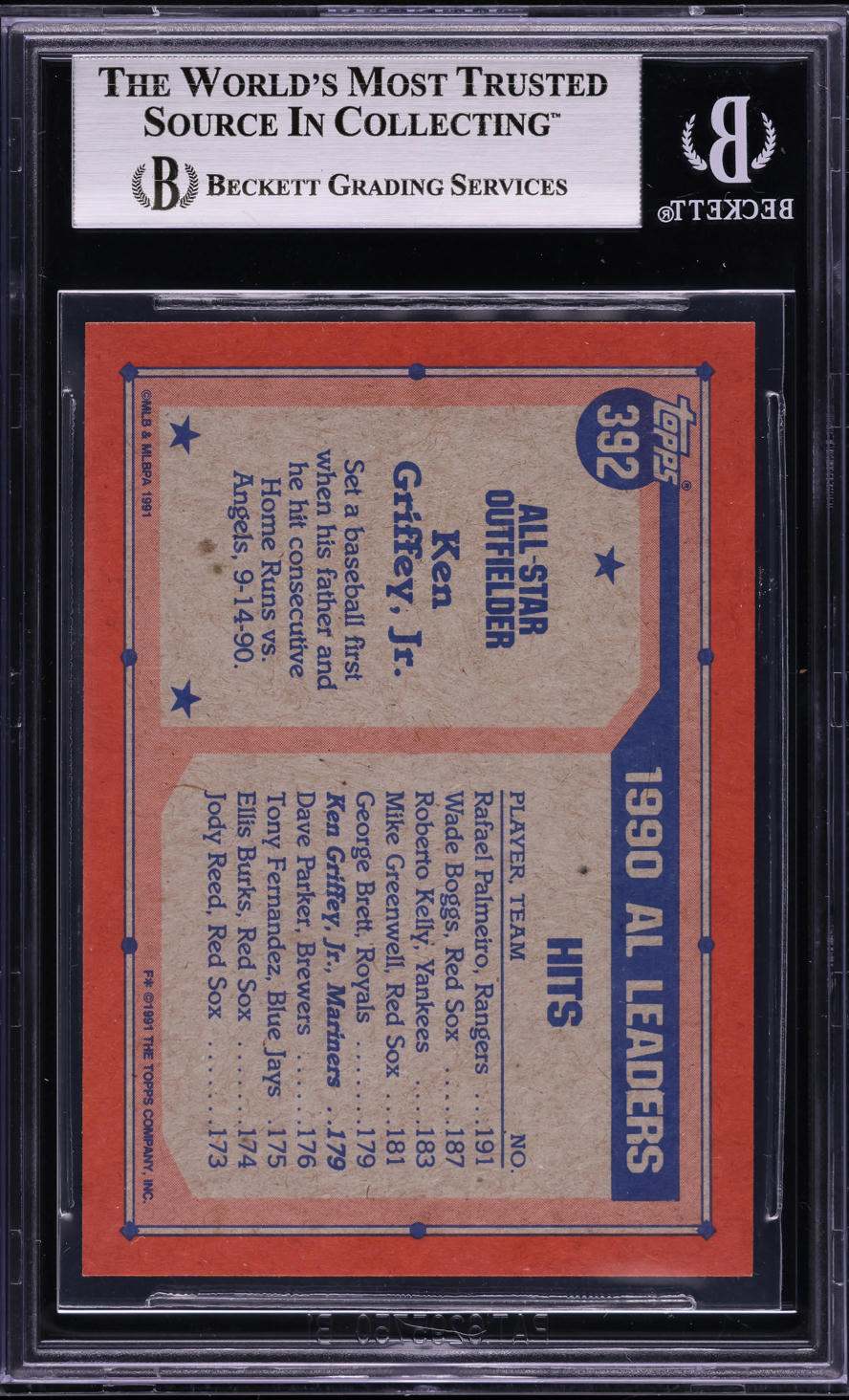 1991 Topps Ken Griffey Jr. ALL-STAR #392 BGS 7.5 NRMT+