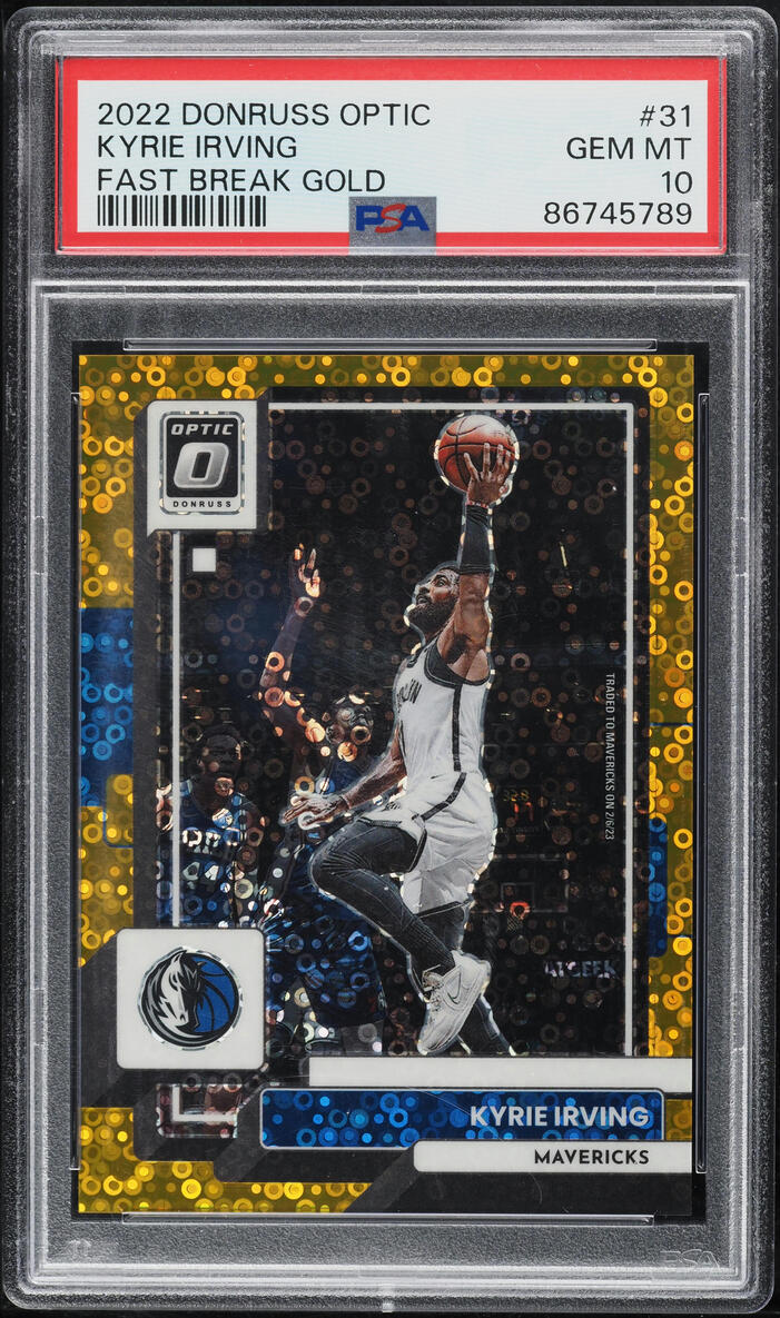 2022 Panini Donruss Optic Fast Break Gold Kyrie Irving /10 #31 PSA 10 GEM MINT