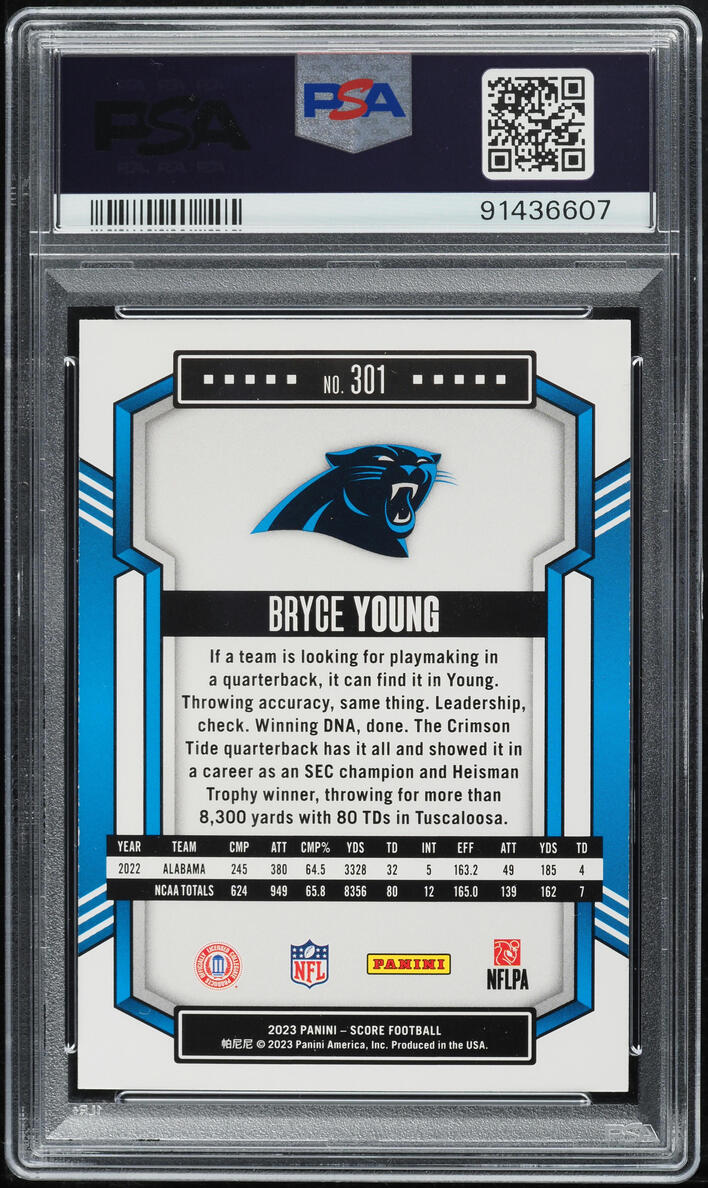 2023 Score Football Bryce Young ROOKIE #301 PSA 10 GEM MINT