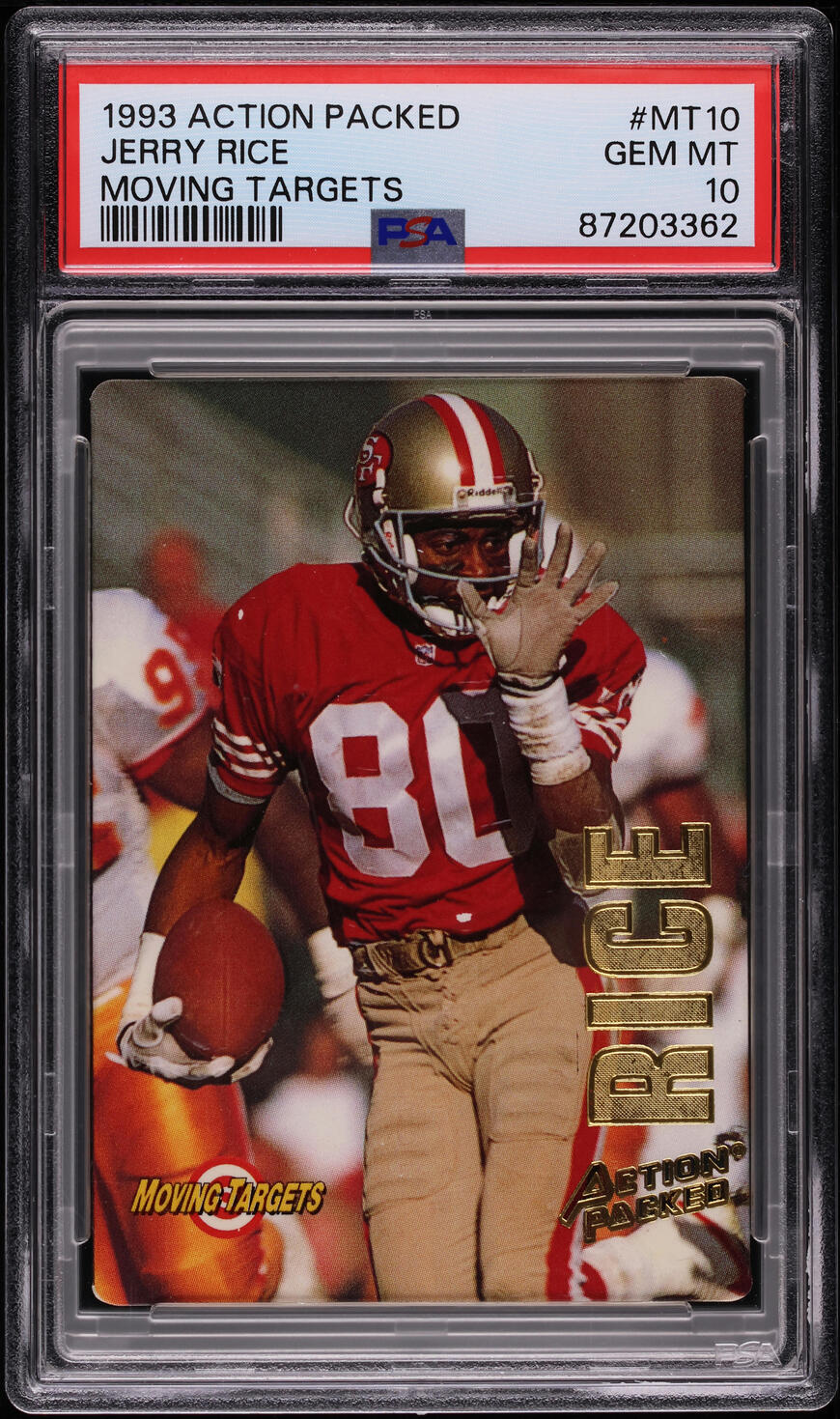 1993 Action Packed Moving Targets Jerry Rice #MT10 PSA 10 GEM MINT on ...