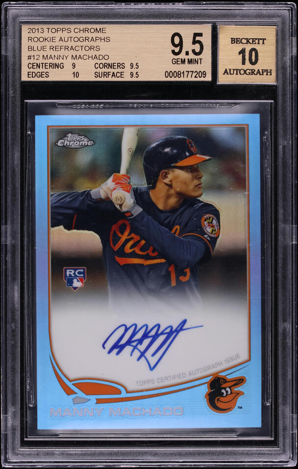 2013 Topps Chrome Blue Refractor Manny Machado ROOKIE AUTO /199