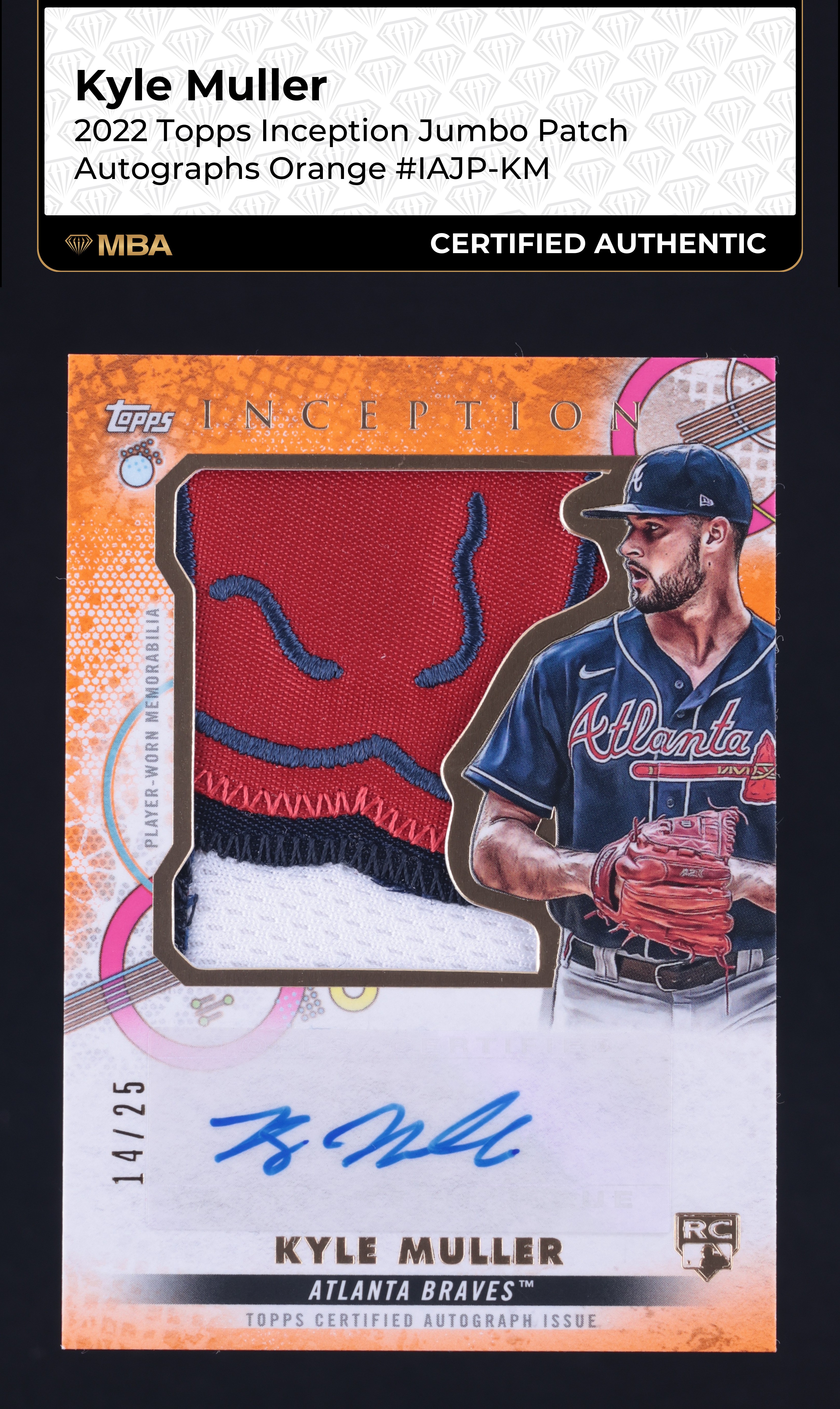 2022 Topps Inception Jumbo Orange Kyle Muller ROOKIE PATCH AUTO