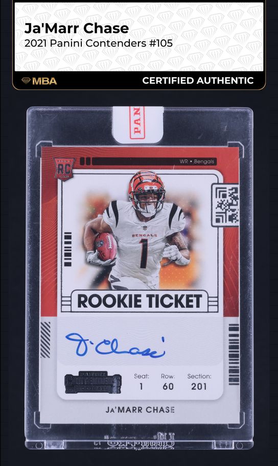 2021 Panini Contenders Ja'Marr Chase ROOKIE AUTO #105 MBA AUTH on