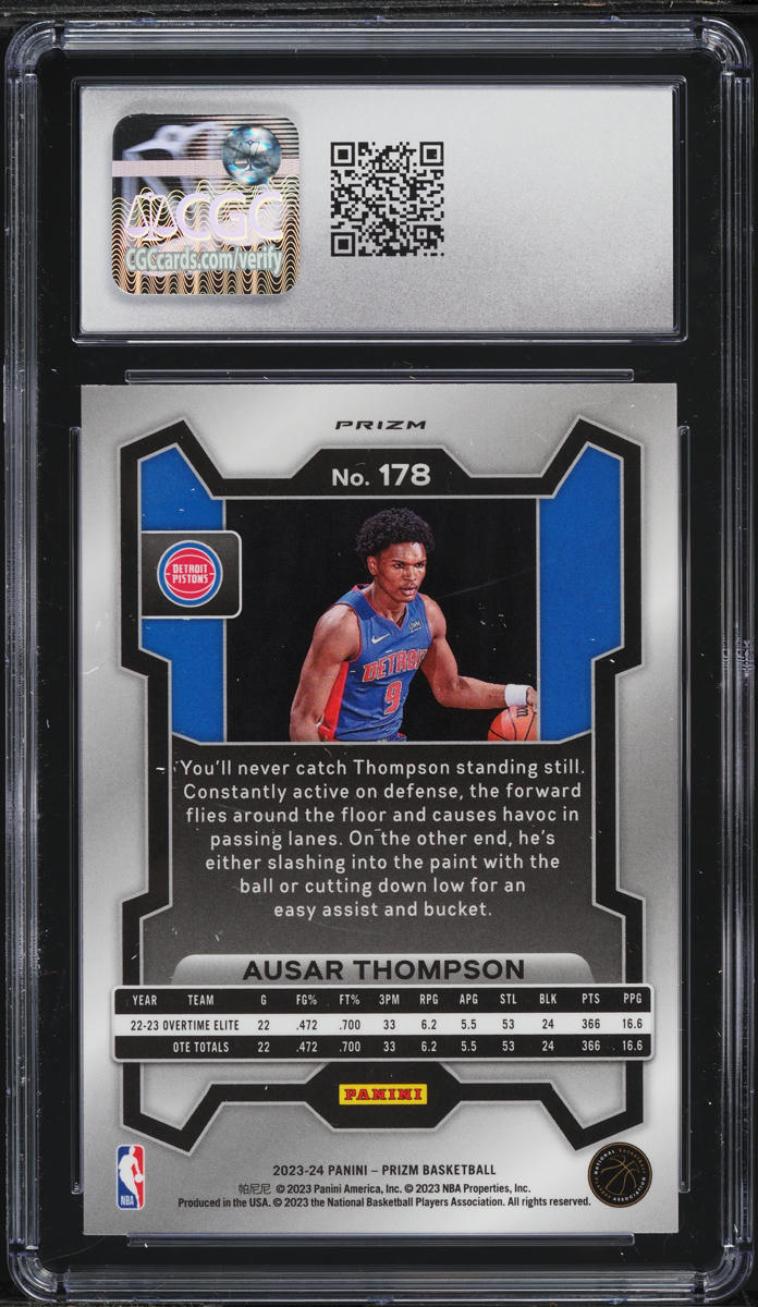 2023 Panini Prizm Silver Ausar Thompson ROOKIE #178 CGC 10 GEM MINT