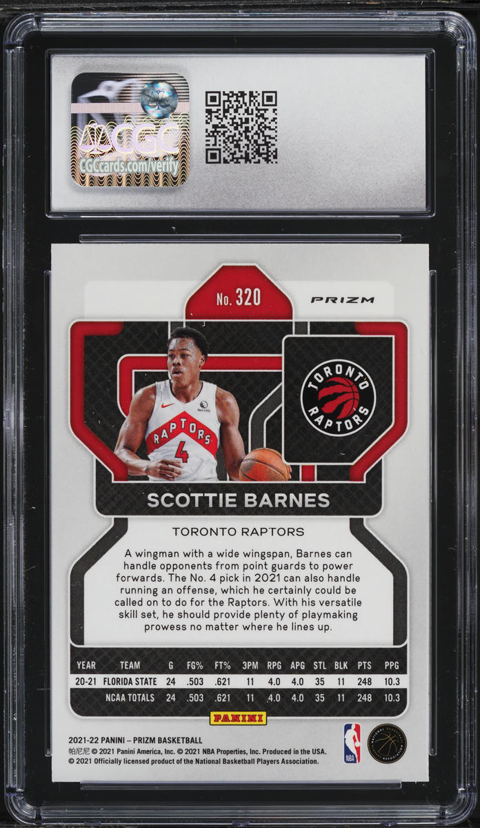 2021 Panini Prizm Green Scottie Barnes ROOKIE #320 CGC 10 GEM MINT
