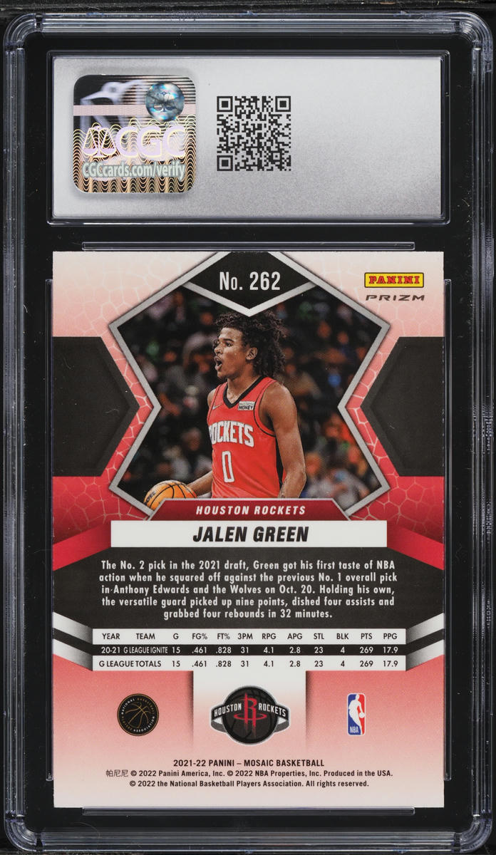 2021 Panini Mosaic Red Jalen Green ROOKIE #262 CGC 10 GEM MINT