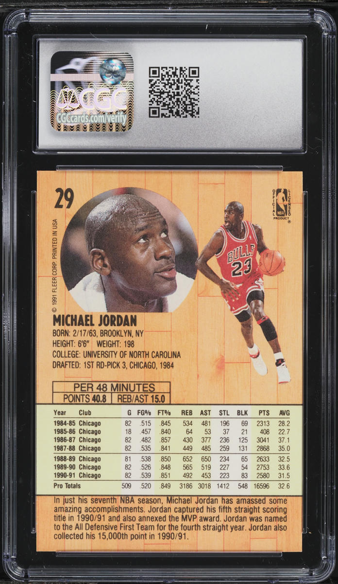 1991 Fleer Basketball Michael Jordan #29 CGC 9 MINT