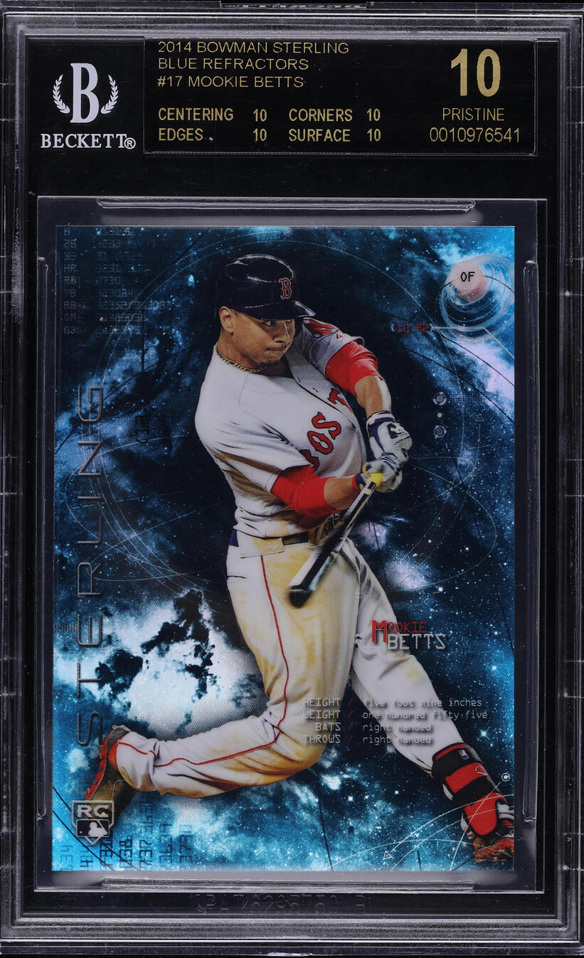 2014 Bowman Sterling Blue Refractor Mookie Betts ROOKIE /25 #17 BGS 10 BLACK
