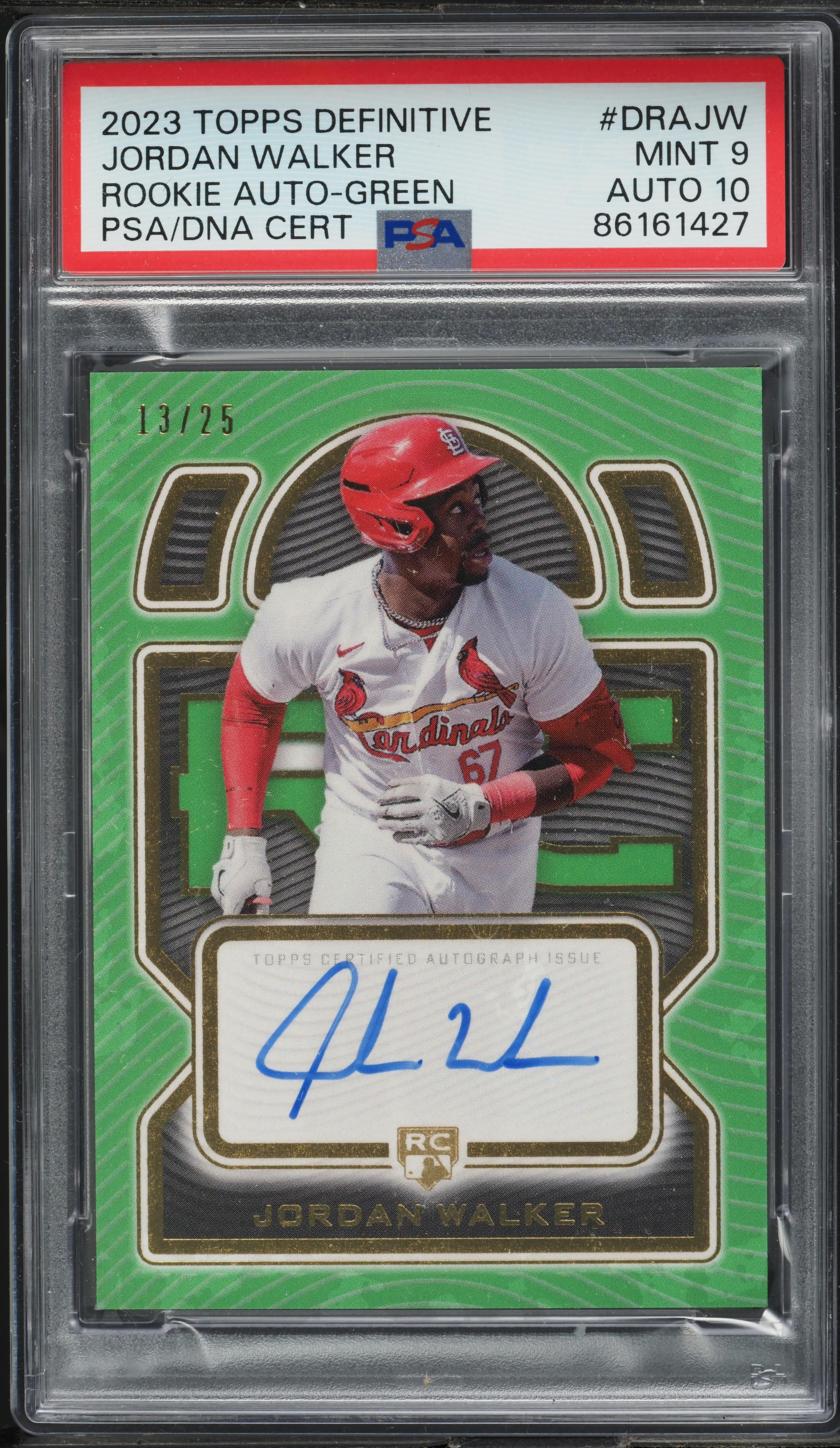 2023 Topps Definitive Collection Green Jordan Walker ROOKIE AUTO