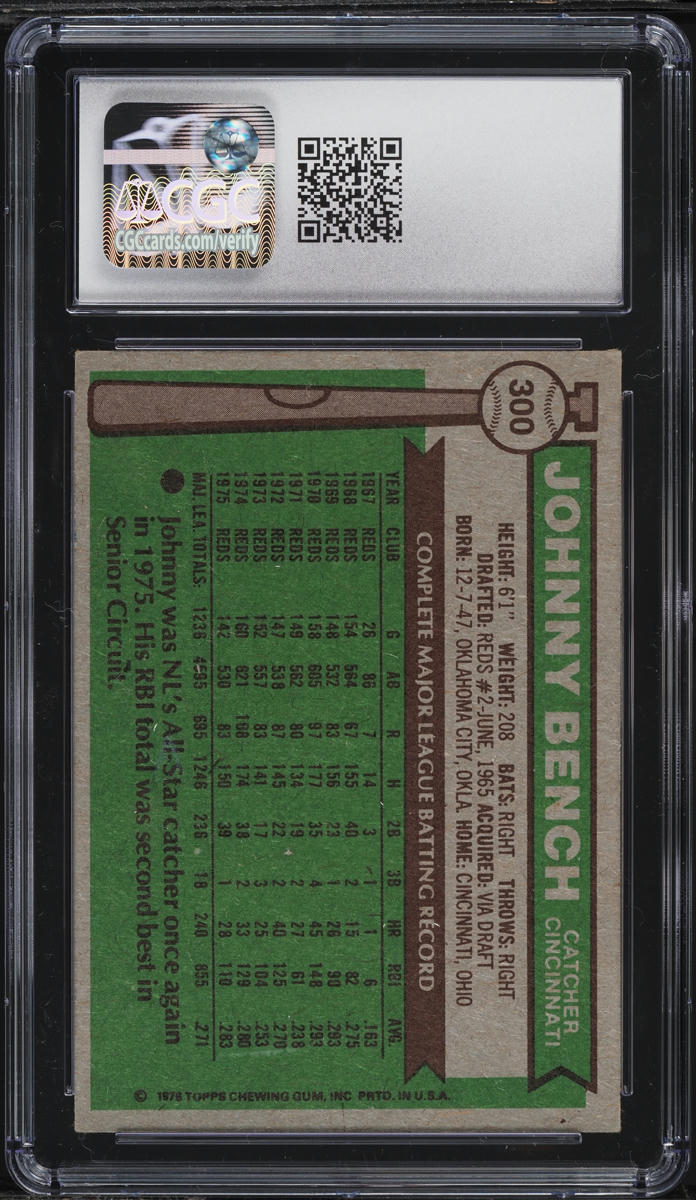 1976 Topps Johnny Bench ALL-STAR #300 CGC 6 EXMT