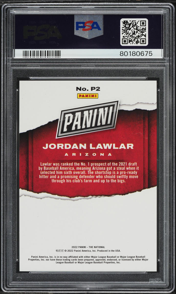 2022 Panini National Baseball Prospects Jordan Lawlar ROOKIE #P2 PSA 10 GEM MINT