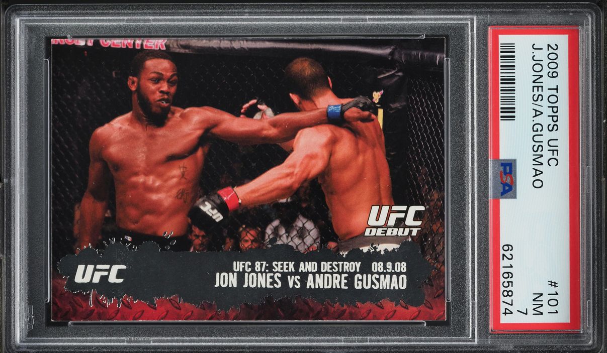 2009 Topps UFC Round 2 Jon Jones & Andre Gusmao ROOKIE #101 PSA 7 NRMT