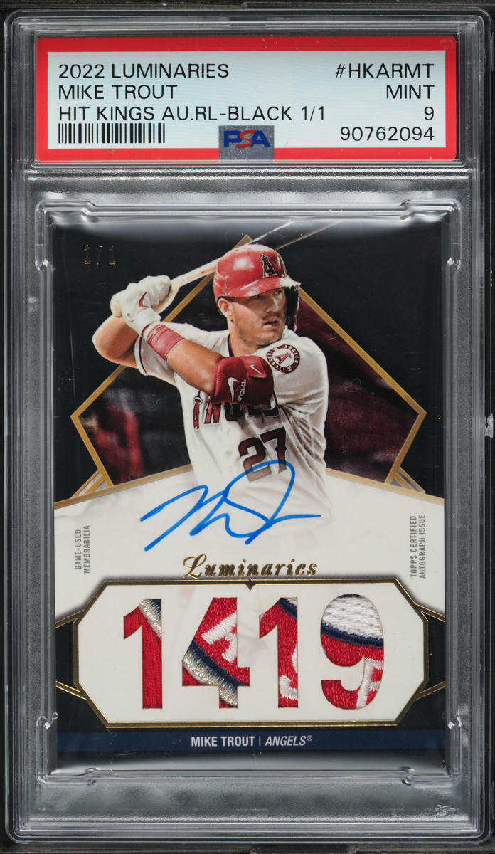 2022 Topps Luminaries Hit Kings Black Mike Trout PATCH AUTO 1/1