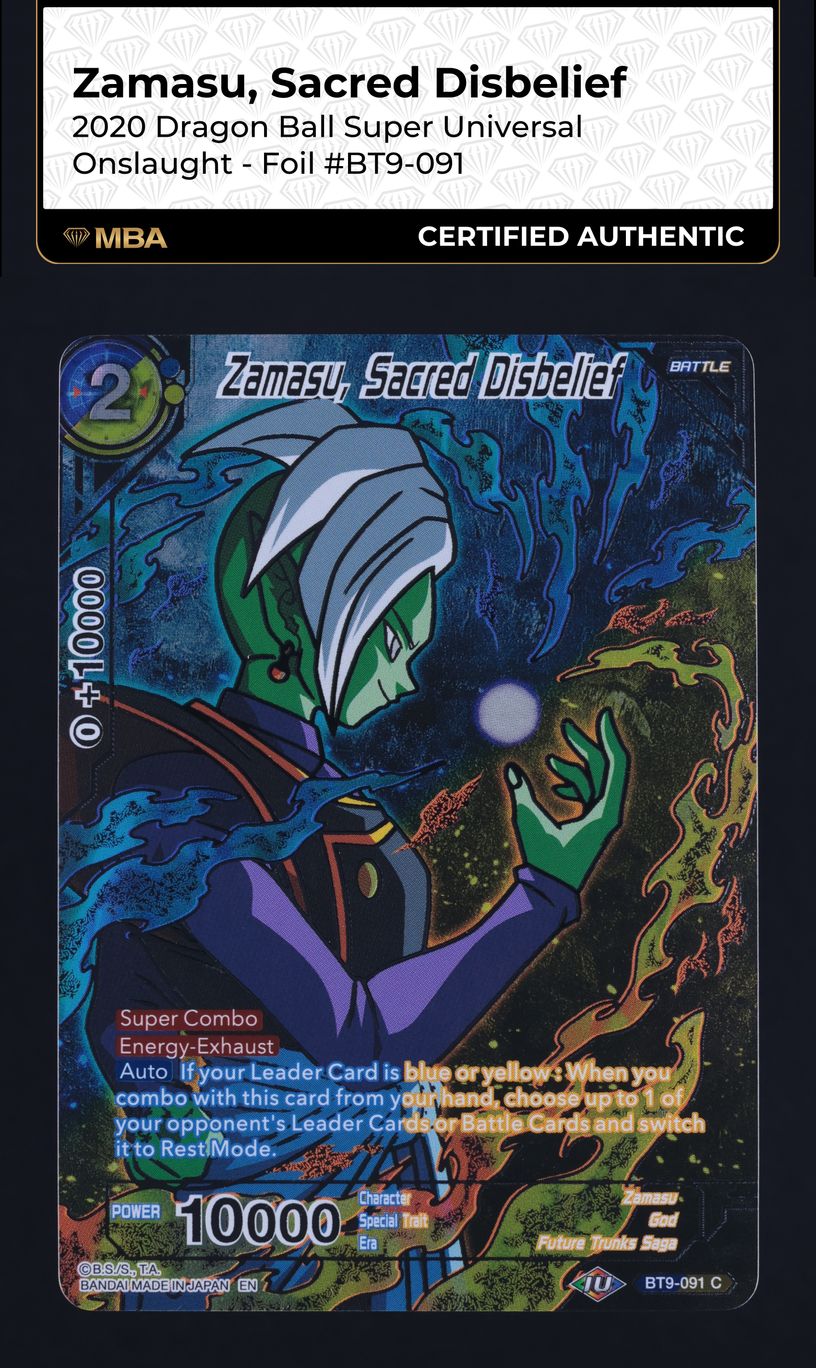 2020 Dragon Ball S Universal Onslaught Foil Zamasu, Sacred Disbelief MBA AUTH