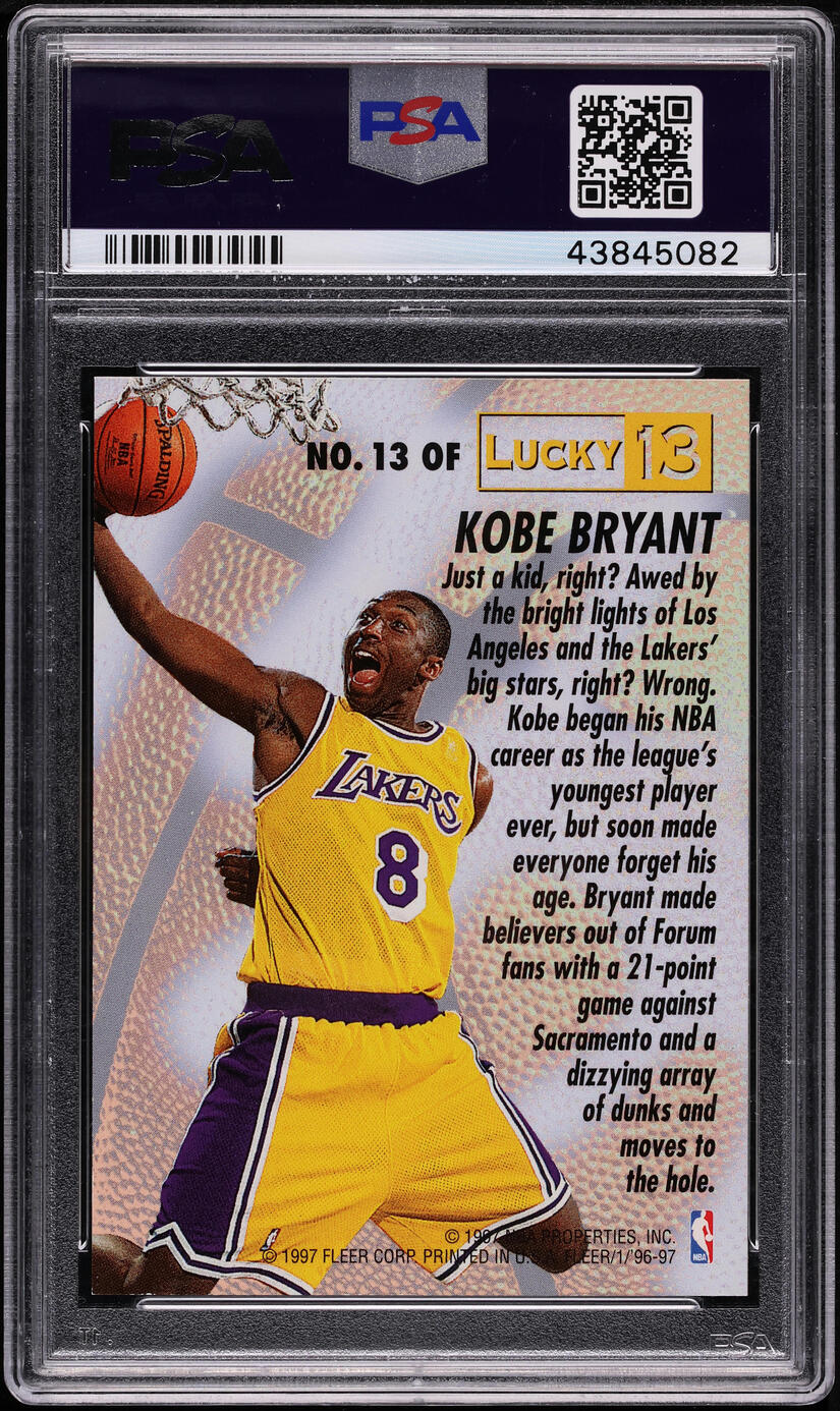 1996 Fleer Lucky 13 Kobe Bryant ROOKIE #13 PSA 9 MINT on Fanatics