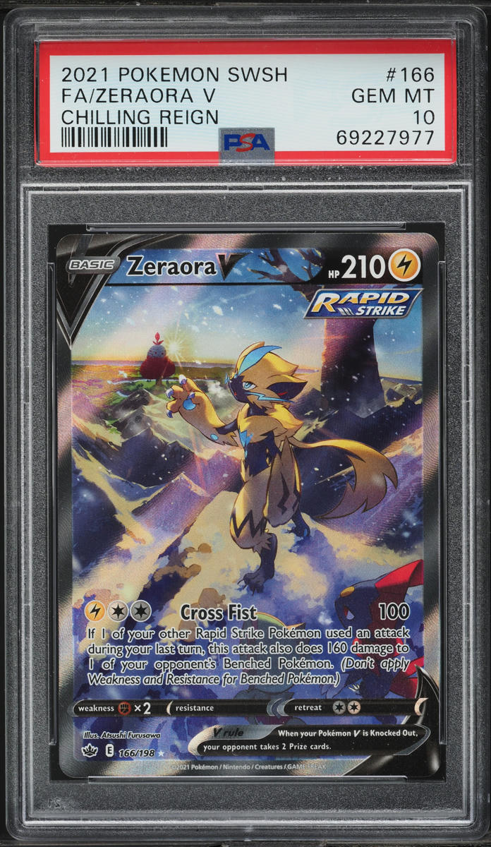 2021 Pokemon SWSH Chilling Reign Full Art Zeraora V #166 PSA 10 GEM MINT