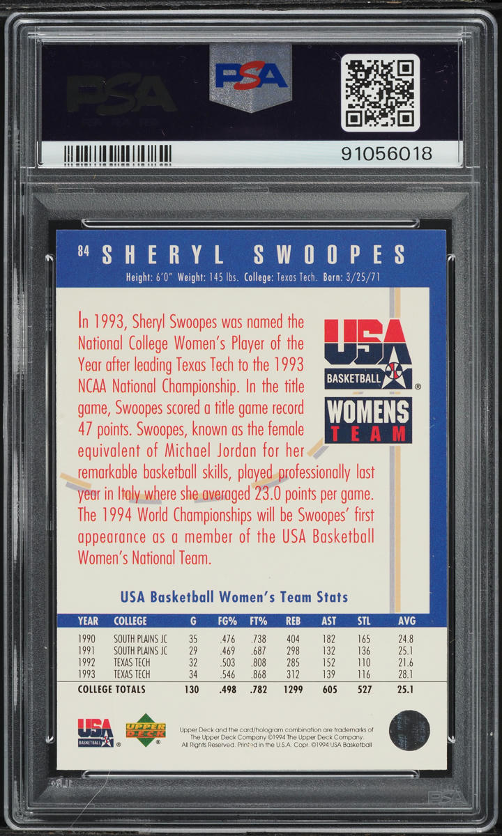 1994 Upper Deck USA Women's Team Sheryl Swoopes ROOKIE #84 PSA 10 GEM MINT