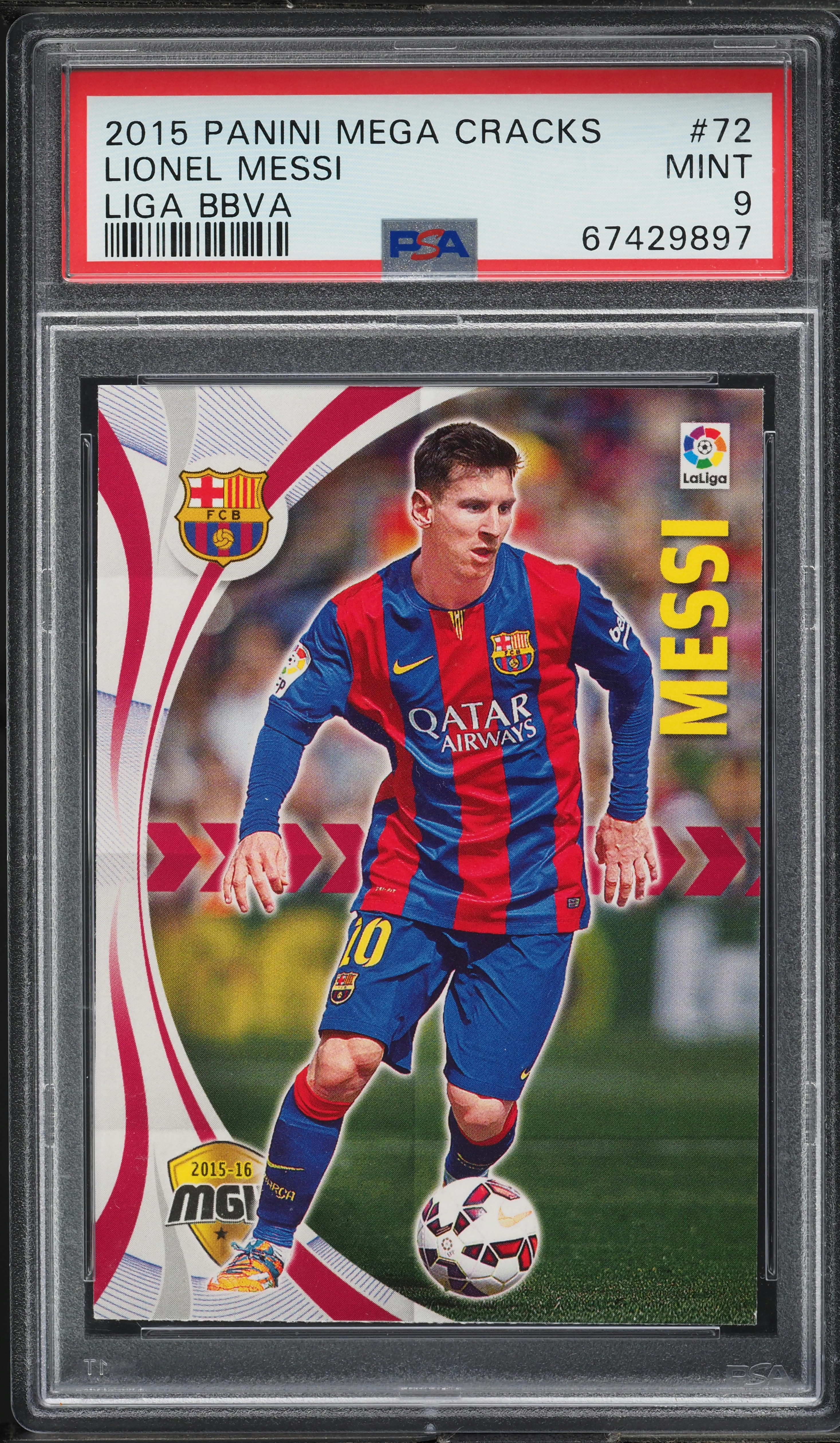 2015 Panini Mega Cracks Liga BBVA Lionel Messi #72 PSA 9 MINT on