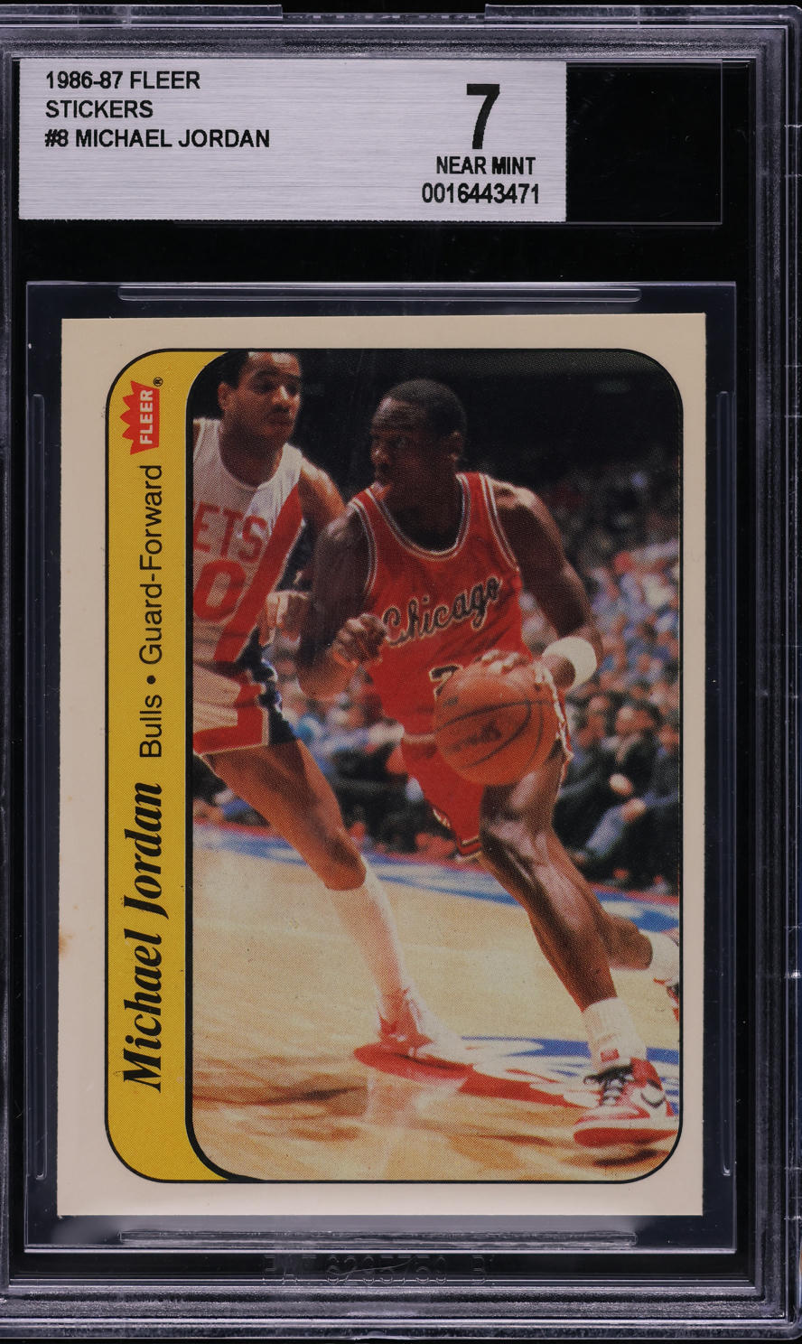 1986 Fleer Sticker Michael Jordan ROOKIE #8 BGS 7 NRMT