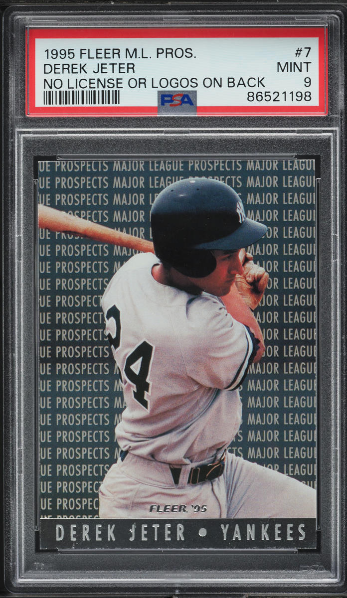 1995 Fleer Major League Prospects No License Or Logos On Back Derek Jeter PSA 9