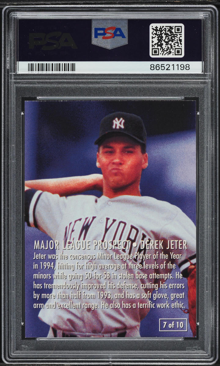 1995 Fleer Major League Prospects No License Or Logos On Back Derek Jeter PSA 9