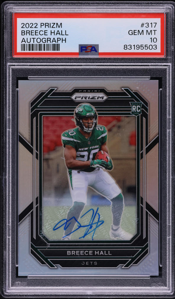 2022 National Treasures NFL Breece Hall ROOKIE SHIELD PATCH AUTO 1