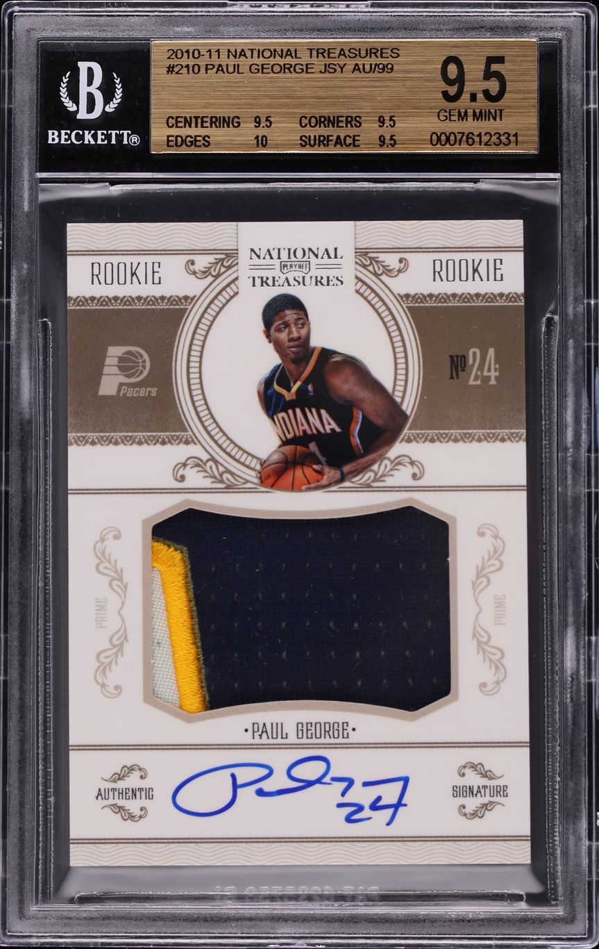 2010 National Treasures Paul George ROOKIE PATCH AUTO /99 #210 BGS 9.5 GEM MINT