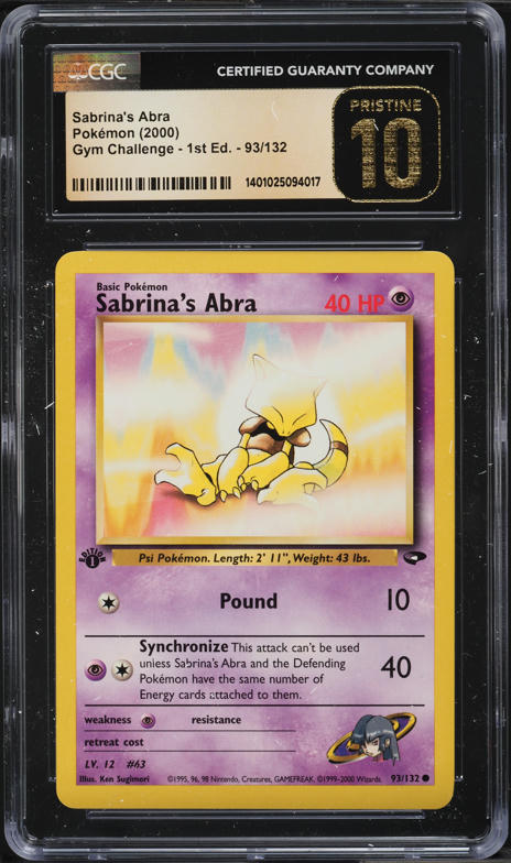 2000 Pokemon Gym Challenge 1st Edition Sabrina's Abra #93 CGC 10 PRISTINE