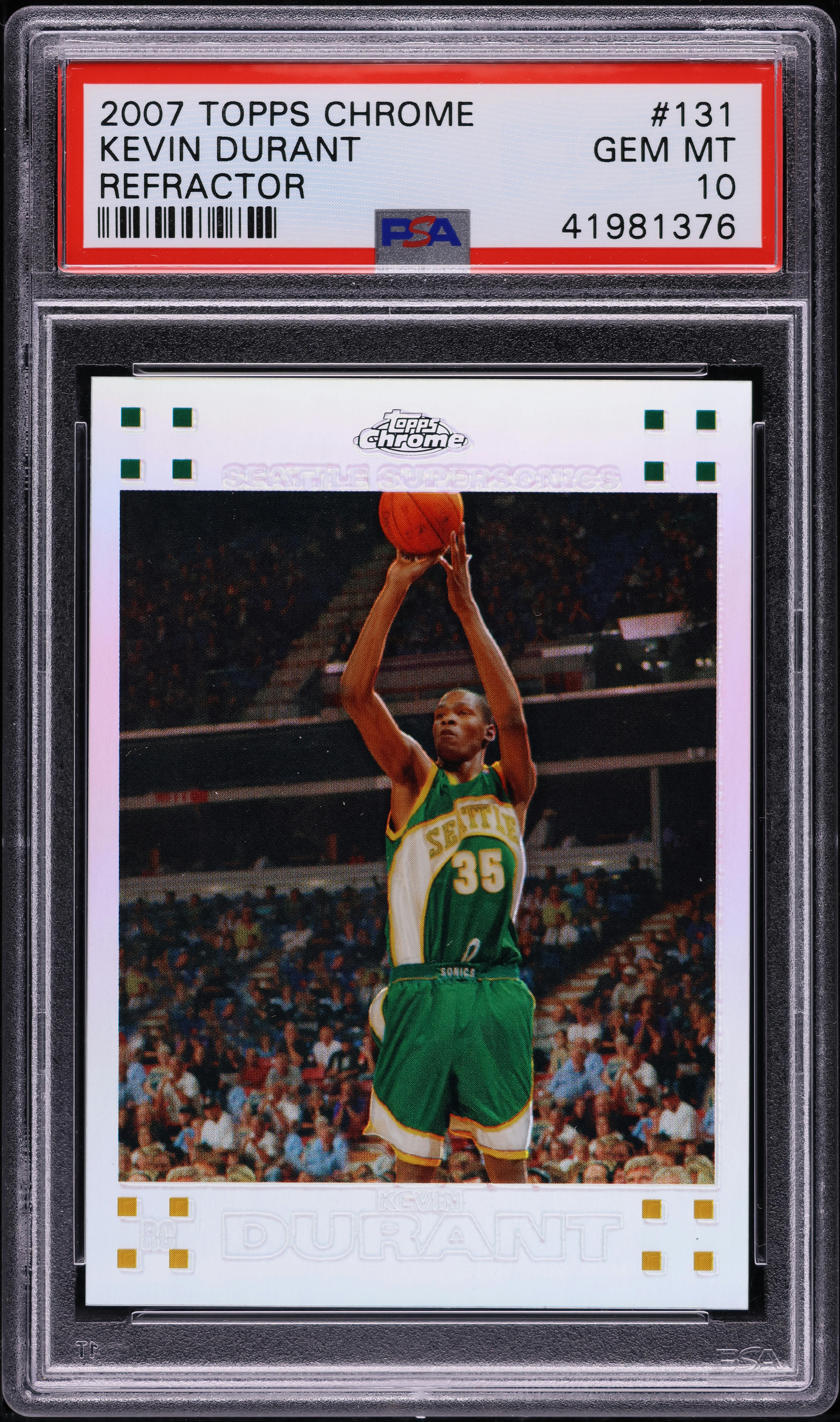 2007 Topps Chrome Refractor Kevin Durant ROOKIE /1499 #131 PSA 10