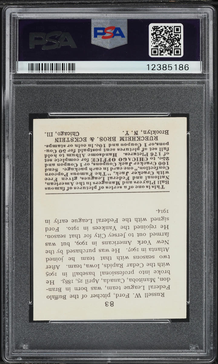 1915 Cracker Jack Russ Ford #83 PSA 7 NRMT