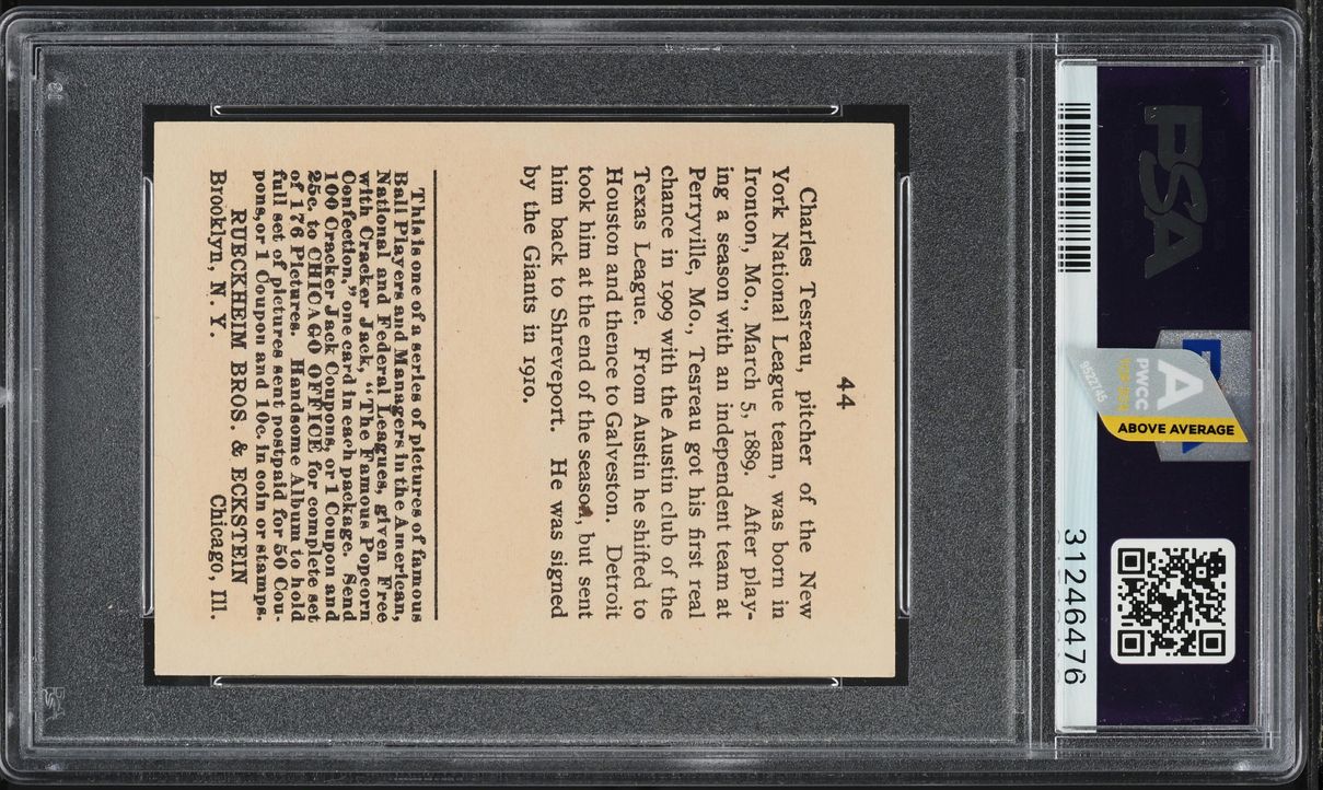 1915 Cracker Jack Charles Tesreau #44 PSA 7 NRMT (PWCC-A)