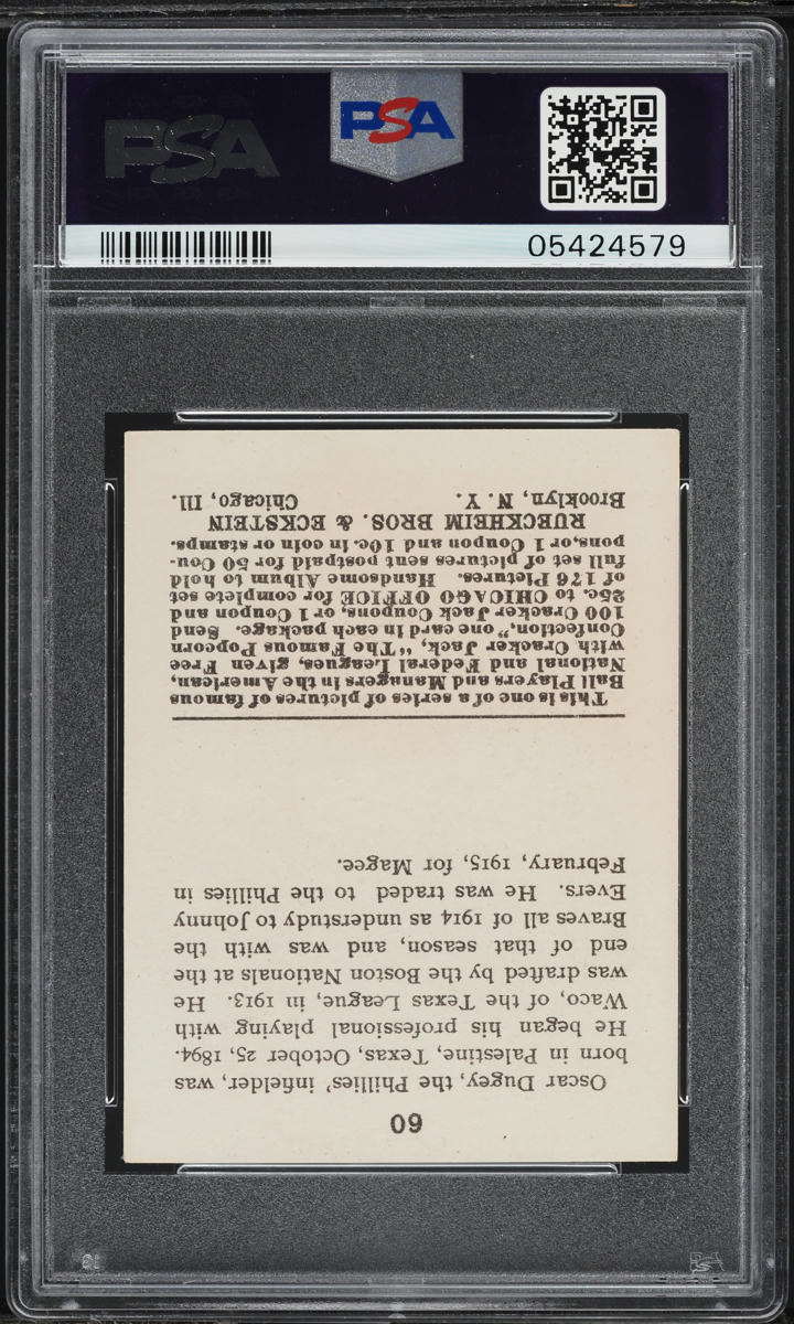 1915 Cracker Jack Oscar Dugey #60 PSA 7 NRMT