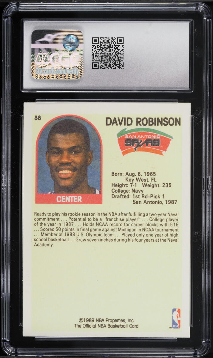 1989 Hoops Superstars David Robinson ROOKIE #88 CGC 8 NM-MT