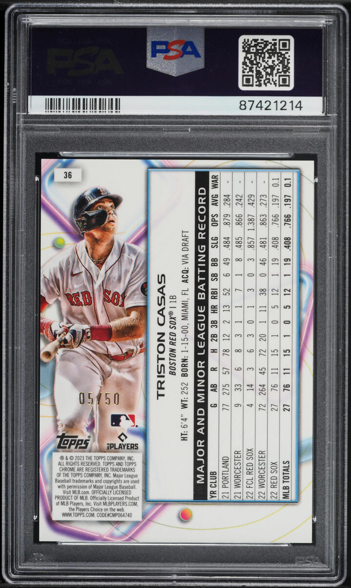 2023 Topps Cosmic Chrome Gold Interstellar Triston Casas ROOKIE /50 #36 PSA 10