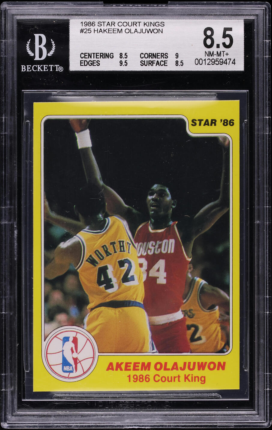 1986 Star Court Kings Hakeem Olajuwon ROOKIE #25 BGS 8.5 NM-MT+