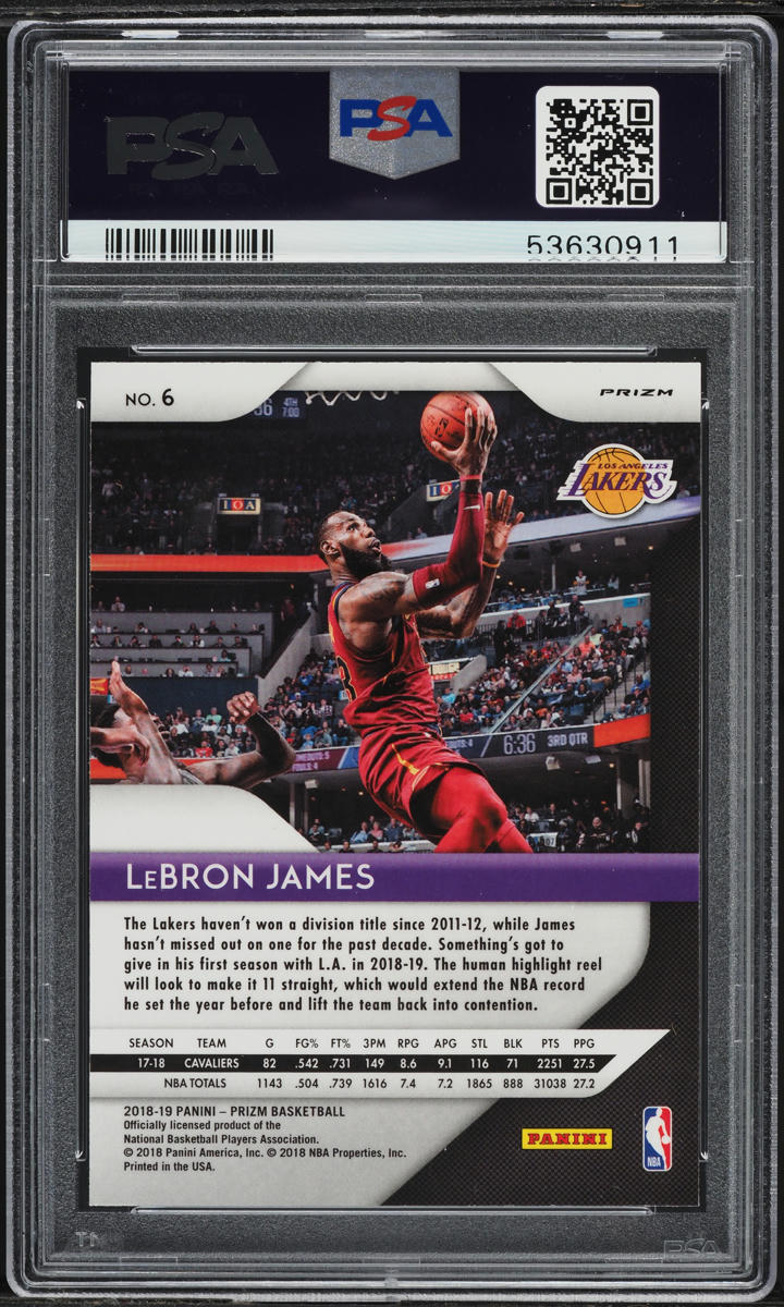 2018 Panini Prizm Red Ice LeBron James #6 PSA 10 GEM MINT on