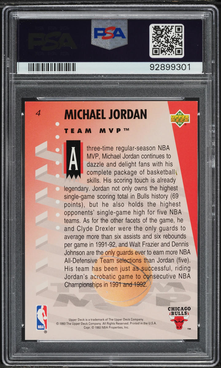 1992 Upper Deck MVP Holograms Michael Jordan #4 PSA 5 EX