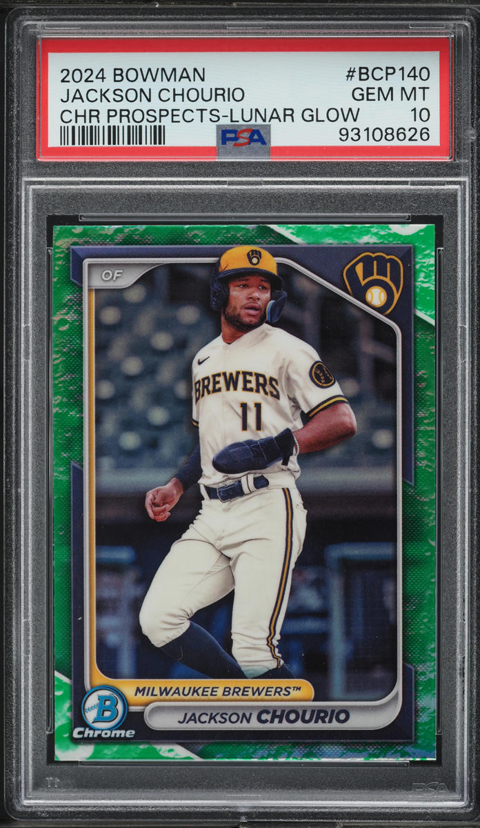2024 Bowman Chrome Lunar Glow Refractor Jackson Chourio ROOKIE #BCP-140 PSA 10